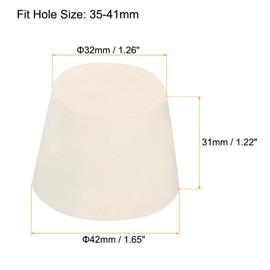 sourcing map Rubber Conical Plug 32 mm to 42 mm Solid Test Pipe Plug White for Lab House Pack of 4