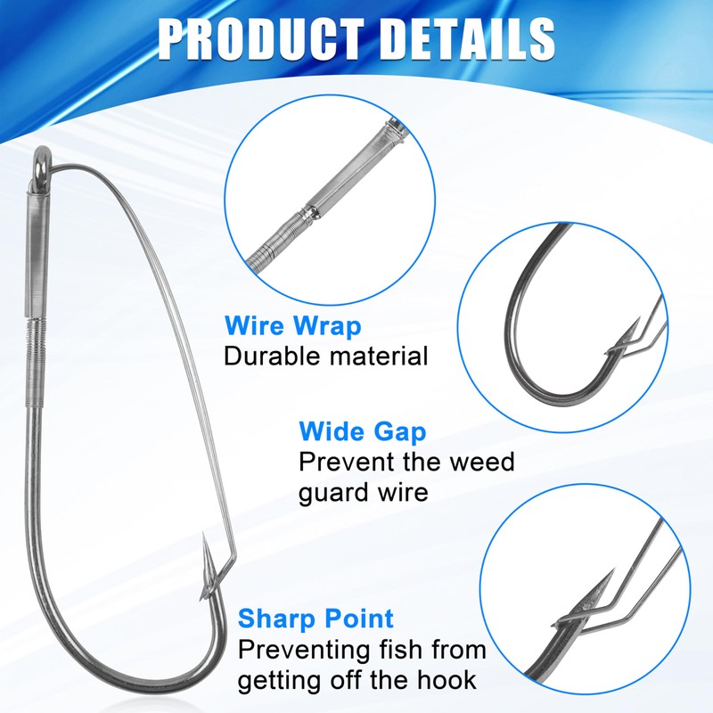 50pcs Weedless Wacky Rig Hooks Wacky Worm Hooks with Weed