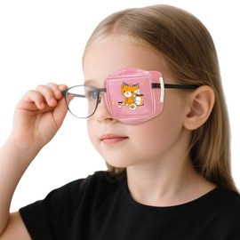 VICHERIA Eye Patches for Kids, Boy Girl Eyes Patch for Glasses, Medical Patch for Kid with Lazy Eye (Pink Bear, Left)