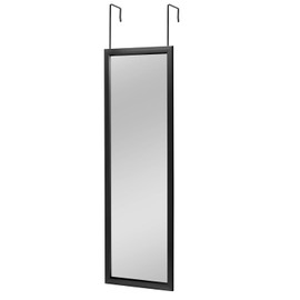 MIRUO Over The Door Mirror Wall Mirror Dressing Make Up Full Length Hanging Door Mirror Polystyrene Frame for Bathroom, Bedroom, Living Room, Dorm and More(Black, 47" x 18") (A-MR02004-M-USAM022-vc)