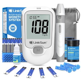 LinkSun G-425-1 Blood Glucose Monitor Kit, 100 Test Strips &100 Lancets, 1 Control...