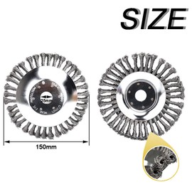 SI FANG 6" 150mm Grass Strimmer Head Knotted Steel Wire Wheel, Garden Weed Brush Lawn Mower Indestructible Trimmer Cutter Head Universal Replacement Tool