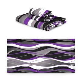 YOCIBIUT 3 Piece Purple Grey Bath Towels Set,Microfiber Absorbent Black White Gray Striped Modern Abstract Towels for Bathroom,1 Bath Towel,1 Hand Towel,1 Washcloth,Purple Decorative Bathroom Towels