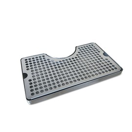 PROPER POUR Surface Mount Stainless Steel Beer Drip Tray with Tower Cutout and Non Slip Rubber Pad for Perfect Use with Kegerators, No Drain