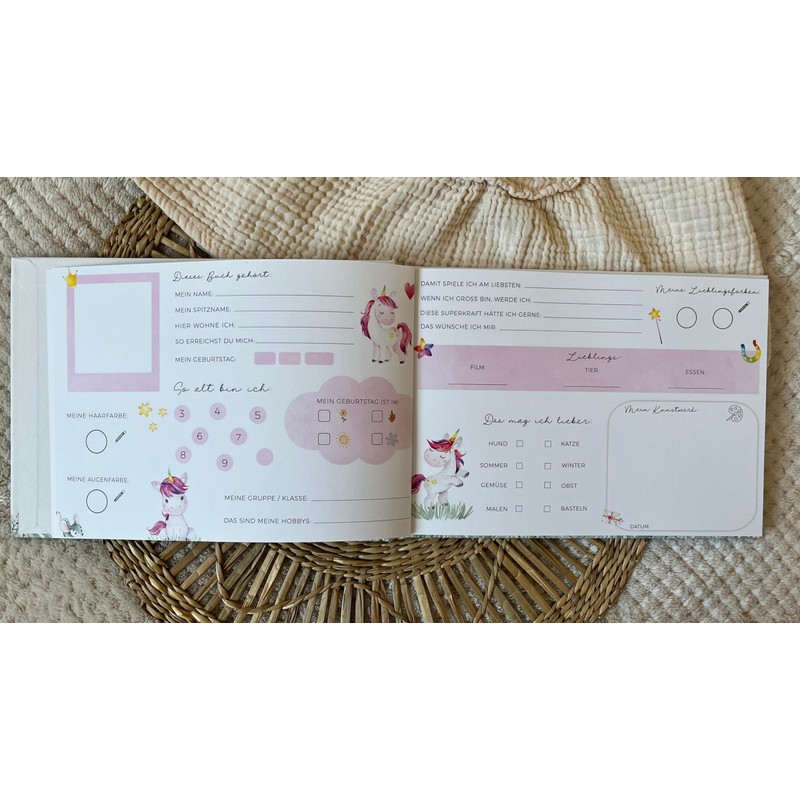 Freundebuch | Freundschaftsbuch Kindergarten, Schule | Erinnerungsbuch Kinder (Freundebuch Einhorn)