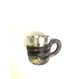 BigTexas Western Novelty Mini Mug - Western Pistol Design- Horseshoe Design And Western Belt with Buckle Design Resin (Western belt with Horse Buckle Design)