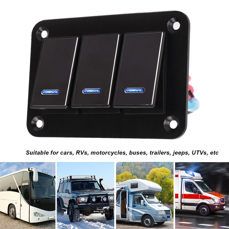 3 Gang Rocker Switch Panel Waterproof Pre Wired Aluminum Alloy
