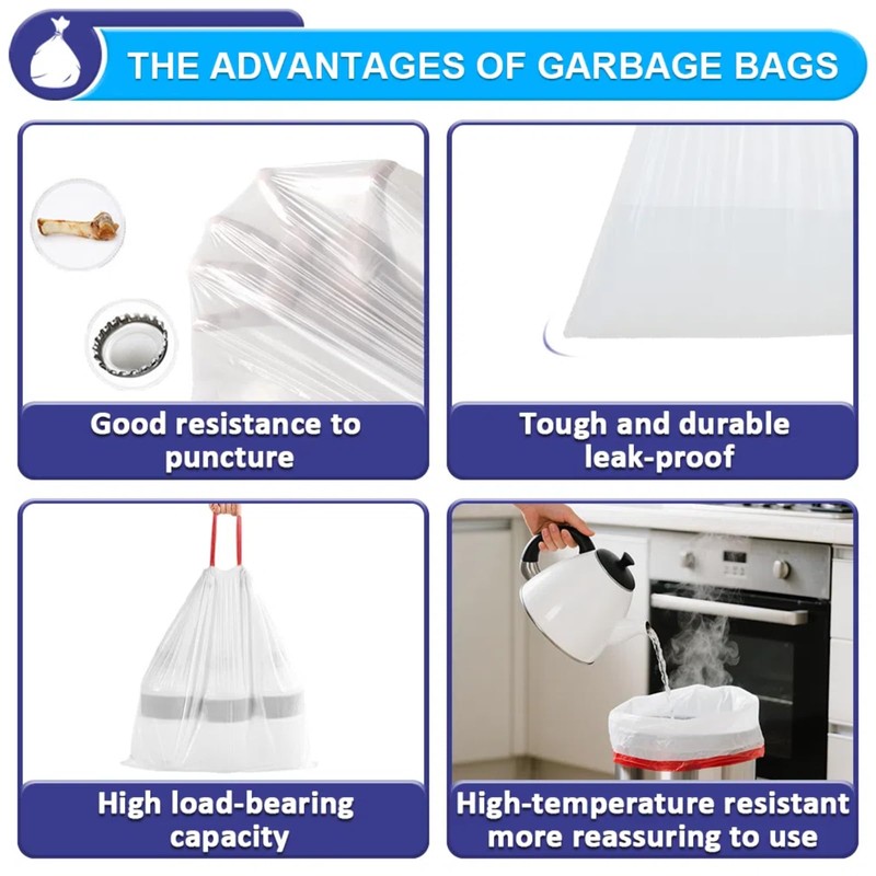 XUXRUS Small Bin Bags with Handle 10L Bin Liners 60