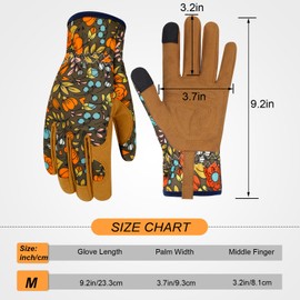 MERTURN Leather Gardening Gloves for Women Thorn Proof Garden Gloves Touch Screen Working Gloves Gardening Gifts, Bird Yellow
