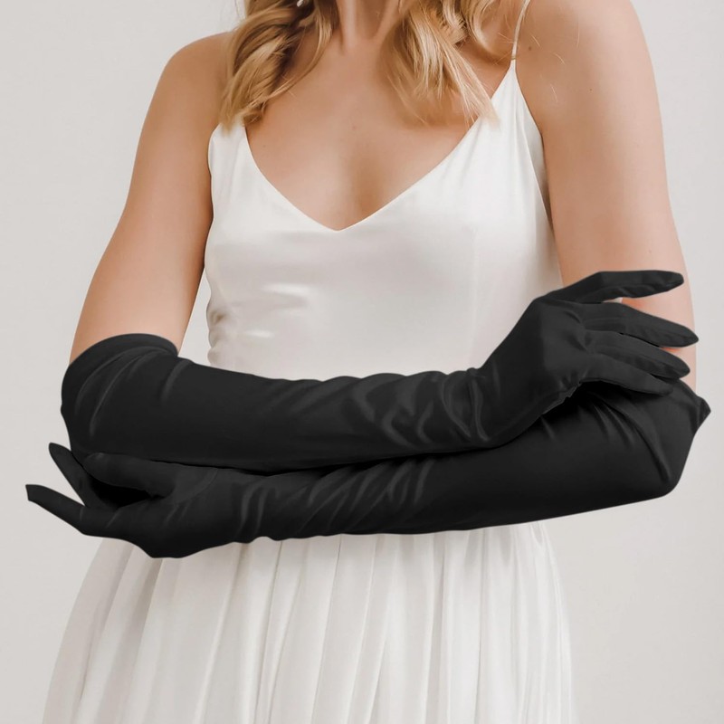 NONSOMPLE Long Opera Gloves Satin Elbow Glove for Women Costume