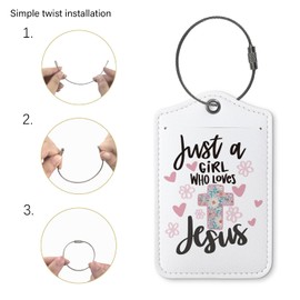 ZFQ Christian Luggage Tags for Suitcases,2 Pack Baggage Tag Label with Steel Loop,Handbag School Bag Backpack Traveling Accessories,Christian Gifts,Just A Girl Who Loves Jesus
