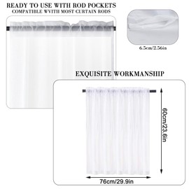 ALAHUGYEF 1 Pair / 2 Pieces Window Curtains Modern, Bistro Curtain White, Semi-Transparent Bistro Curtain Voile Curtain Window Curtain Window Curtains for Privacy Window Curtain Kitchen Living Room