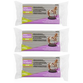 M02370x3 MOREZMORE 3lb Super Sculpey Firm Grey Oven Bake Polymer Clay