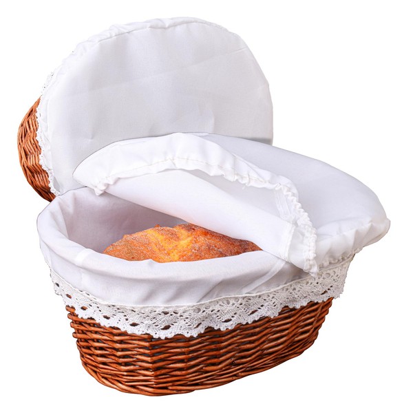 Geytetqi 2 Pack 12 Inch Oval Wicker Bread Basket, Elegant