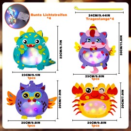 Lantern Craft Set for Children, 4 Pieces, Lantern St Martin with Lantern Stick, Lantern Craft Children's Set, Lantern Parade Lantern Running, Lanterns, Animal Creative Sets, Autumn Animal Lanterns,