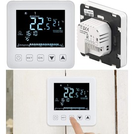 revolt Wall Heating Thermostat for Underfloor Heating, LCD, Touch Buttons, Programmable (Thermostat Heating Wall, Room Thermostat Touch, Programmable Thermostats)