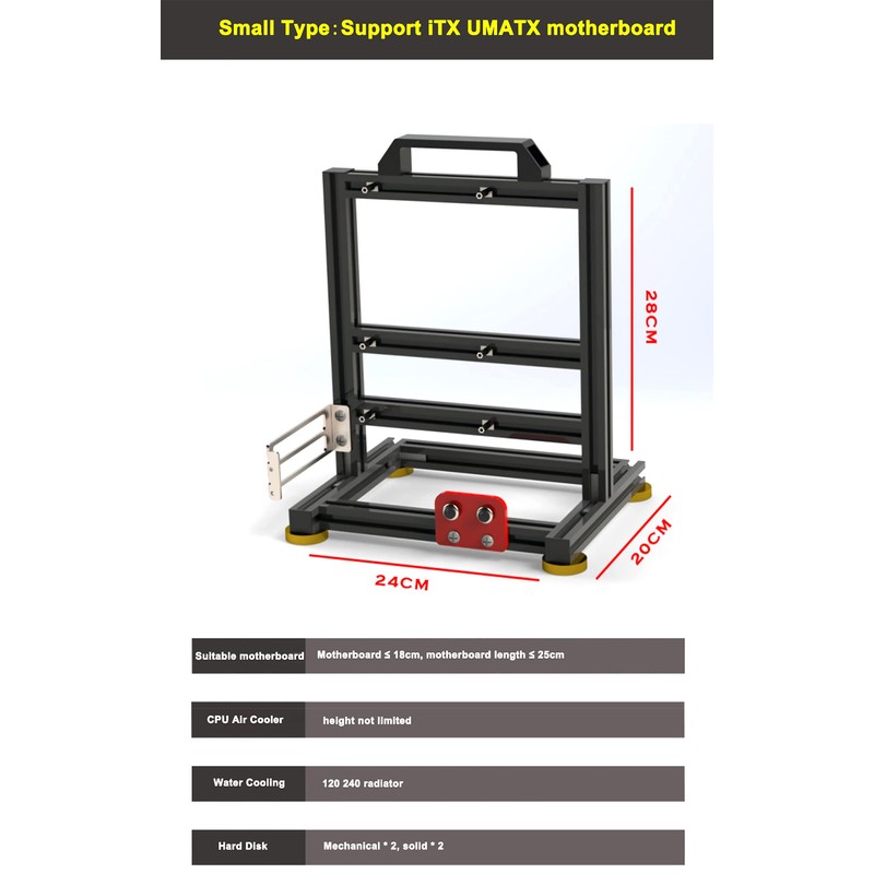 Aluminum Alloy Open Case Gaming Computer Chassis Desktop Bracket Water