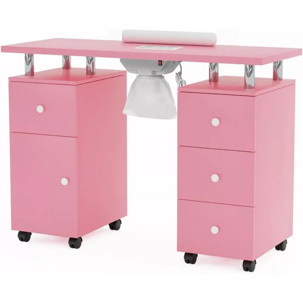 Modern Nail Table w/Storage Drawer, Manicure Nail Table Station w/Dust