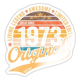 Spreadshirt Original Since 1973 50th Birthday Gift Idea Sticker, 10 x 10 cm, Glossy White