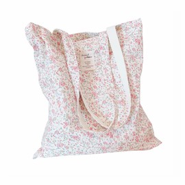 Cotton Canvas Tote Bag Reusable Soft Grocery Cloth Bag Floral Shoulder Bag for Beach Travel Shopping (Cloth Bag-Floral J)