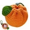 Cute Tangerine Bag | Knitted Bag Cute Drawstring,Orange-Shaped Crochet Purse,