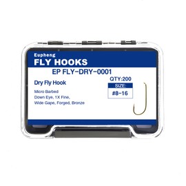 Eupheng Fly Hooks Assortment of Best Sizes Dry Wet Nymph Shrimp&Pupa, Streamer, Caddis, Jig, Scud Flies Great Value Package Micro Barbed Bronze Forged Fishing Hooks (EP FLY-DRY-0001)