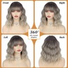 Ombre Dirty Blonde Wig With Bangs for Women Short Bob