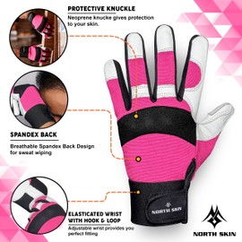 NORTH SKIN Heavy Duty Gardening Work Gloves Touch Screen, Thorn Proof Leather Garden Utility Working Gloves Multipurpose Dexterity for Gardeners Mechanics Ladies Women