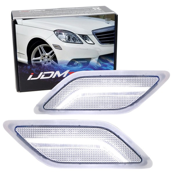iJDMTOY Clear Lens White Full LED Strip Front Bumper Side