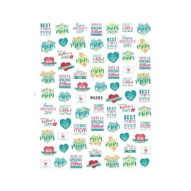 Nail Sticker Flower Rose Mom Love Family Party Nail Decal Wg585 Nail Wraps Art Stickers Manicure Supplies for Women for Home Nails Full Long Lasting Easy Apply and Remove