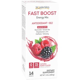 WonderSlim WonderSlim Berry FAST-BOOST Energy Drink Mix & Berry Blend Protein Fruit Drink Bundle