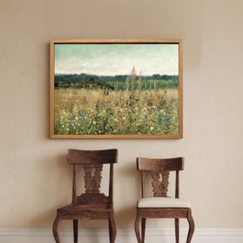 Cyebmo Christian Bible Verse Wall Art, Vintage “Consider the Lilies” Scripture Wall Decor, Rustic Wildflower Canvas Painting, Religious Jesus Artwork for Church Prayer Hospital Wood Framed 12"x16"