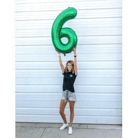 Green 6 Balloon, Number Balloons 40 Inch, 6th Balloons for Decorations, Green Party Supplies 6 Balloon, Number 6 Balloon, St. Patrick's Day Decorations