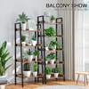 5-Tier Ladder Shelf, Ladder Bookshelf Storage Rack, Rustic Bookcase Wood
