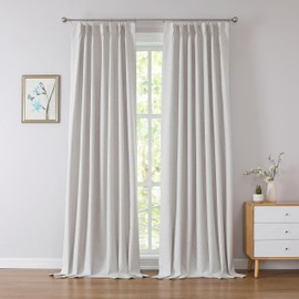 Kayne Studio Linen Blended Pinch Pleated Curtains,108 Extra Long Blackout and Thermal Insulated Noise Reducing Pleated Window Curtains for Bedroom,9 Hooks,40"x108", 1 Panel,Natural Beige