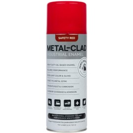 METAL-CLAD Paints For Industry Industrial Enamel, Aerosol Spray Paint - Steel Metal Iron Machinery - 1 Can (Safety Red) 5-S-2614