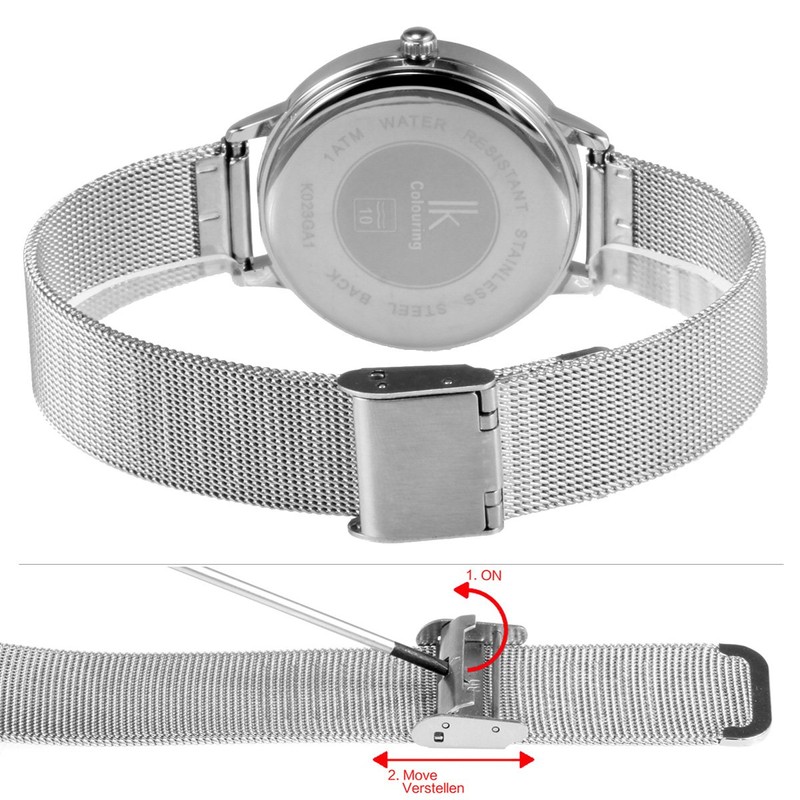 Alienwork IK Minimalist Women's Watch, 36 mm Diameter with Mesh