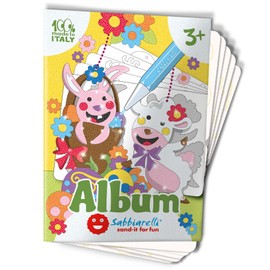 Sabbiarelli Sand-it for Fun Album Small Easter Decoration: 5 Pre-Glued Paper for Painting with Sand (Sand Not Included), Sand Pictures for Children from 3+