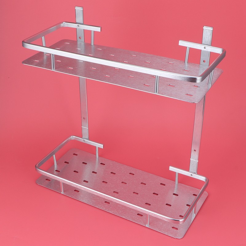 Space Aluminum Bathroom Shelf RustProof Shower Rack Kitchen Storage Basket