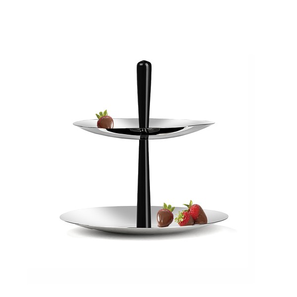 Nambe Circa 18" Two-Tiered Server - Stainless Steel with Black