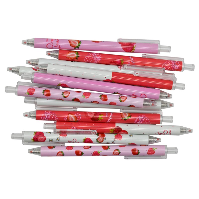 Maydahui 12 PCS Strawberry Gel Pens Cute Fruit Pen Retractable
