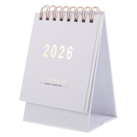 NUOBESTY Mini Desk Calendar 2026 Monthly Planner Portable Standing Flip Small Table Calendar for Home Office Decor White