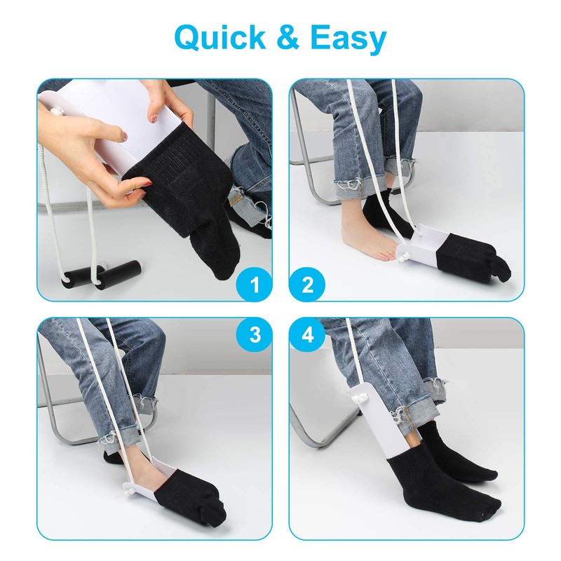 AHIER Sock Aid, Flexible Sock Aid Kit with Shoe Horn,