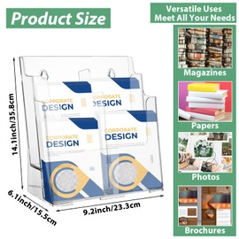 LISHINE 2 Pack 2 Tier Acrylic Brochure Holder 8.5x11 & 4 x9 Inches Wall Mount Brochure Display Stand Clear Pamphlet Holder Literature Holder Plastic Flyer Holder for Trifold, Magazine, Document
