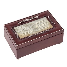 Cottage Garden in Memory Always with Us Rosewood Finish Embossed Jewelry Music Box - Plays Tune Canon in D