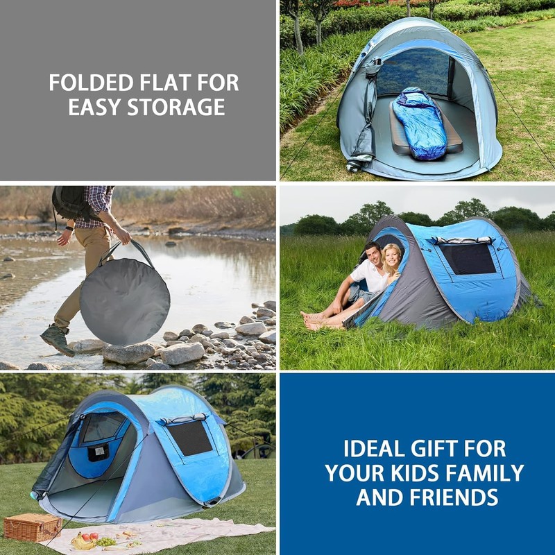 CAMP SOLUTIONS Pop-Up Camping Tent, 4 Person Instant Setup Outdoor