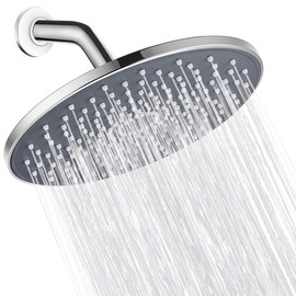Cabezal de ducha de alta presión de 9", instalación sin herramientas, con 200 boquillas y grandes superficies para una ducha suave (EM-001 cromo/gris oscuro)