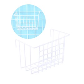 Kisangel White Iron Mesh Storage Basket Collapsible Picnic Basket Easy Install Grill Side Hanging Pantry Basket