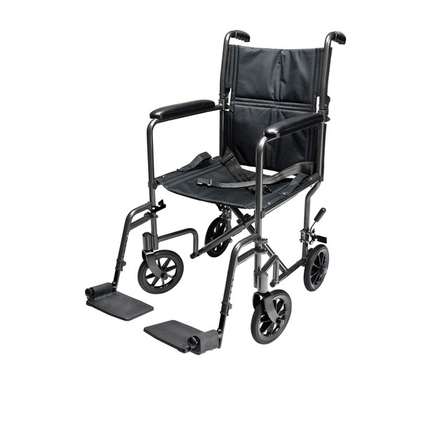 Everest & Jennings Transport Wheelchair, Compact & Strong Steel Frame, 17" Seat