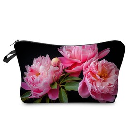 Livel lhood Floral Peony Cosmetic Bag for Women Cute Small Makeup Bag for Purse Travel Toiletry Zipper Pouch for Girls Gift for Sisters Peony Makeup Bag for Her